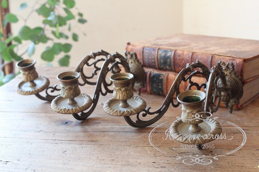 フランス アンティーク 真鍮 キャンドル ホルダー スタンド ロウソク立