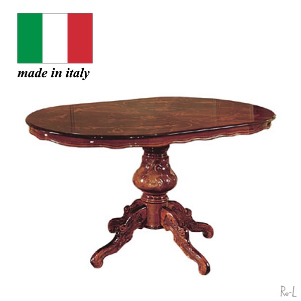 ダイニングテーブル 楕円 幅135cm 象嵌 輸入家具 イタリア製 