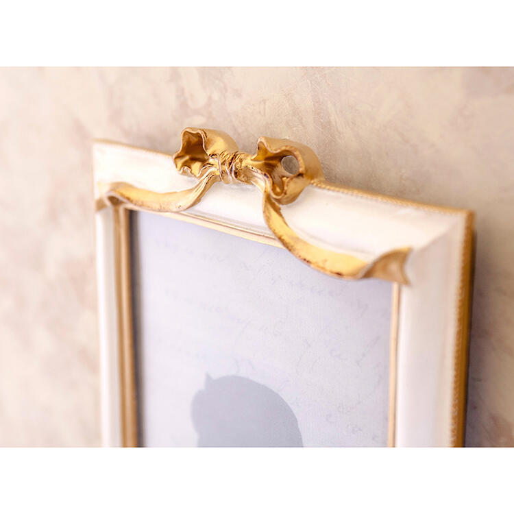 フレンチリボン フォトフレーム レクトアンティーク シャビー シャビー