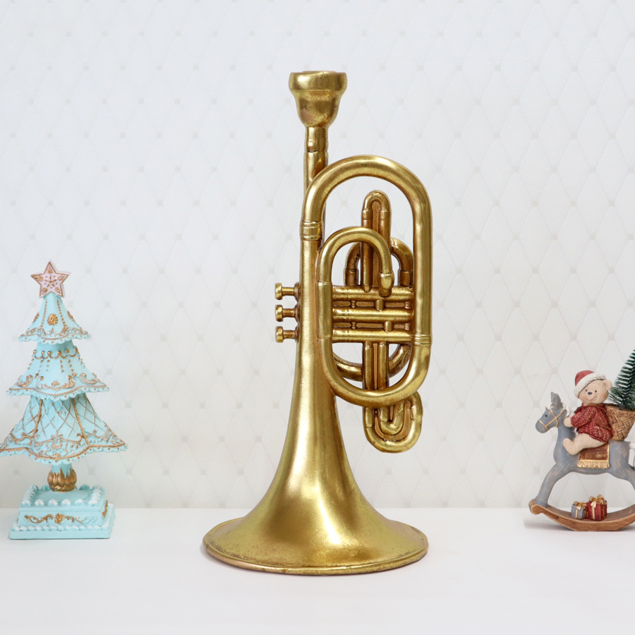 ゴールドトランペット キャンドルスタンド　クリスマス　RE10388_2