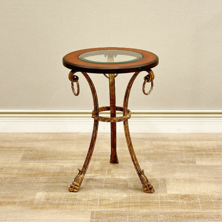 サイドテーブル インテリア アイアン脚 アンティーク アンティーク サイドテーブルアイアン テーブル ガラス モダン