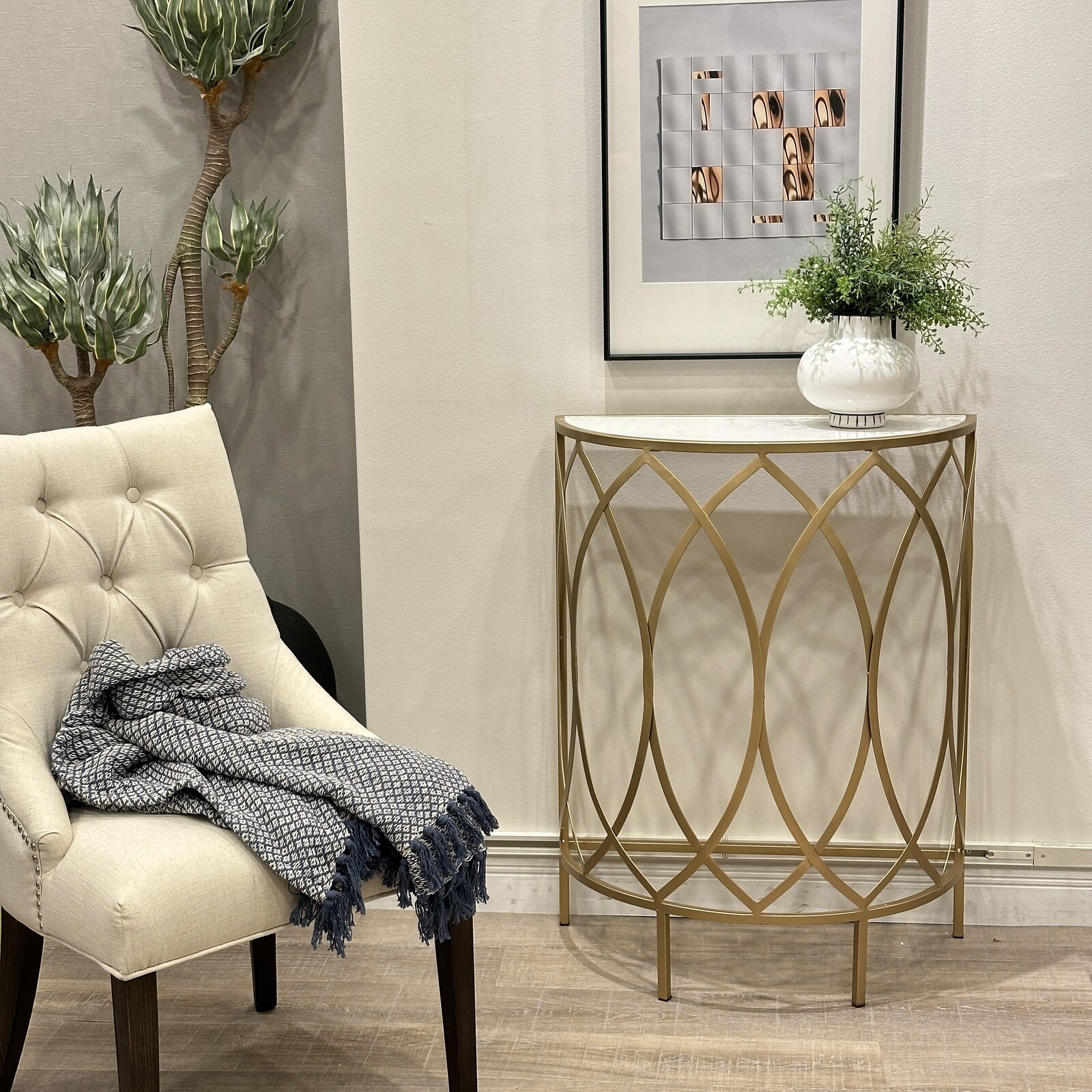 天板大理石 半円コンソールアイアン コンソール テーブル サイド