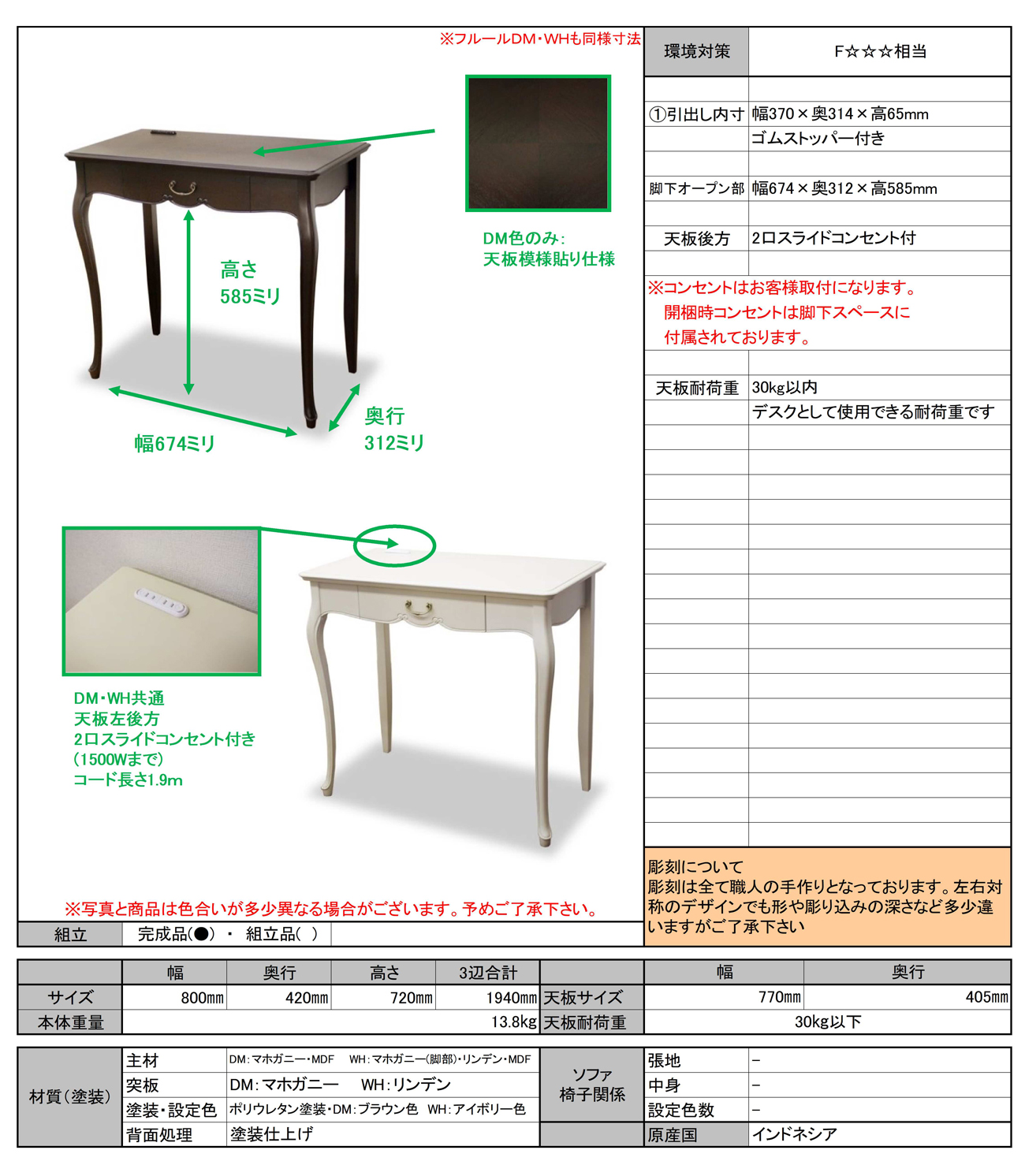 スリムマホバニーアイボリー木製ハンガーラック コンソール