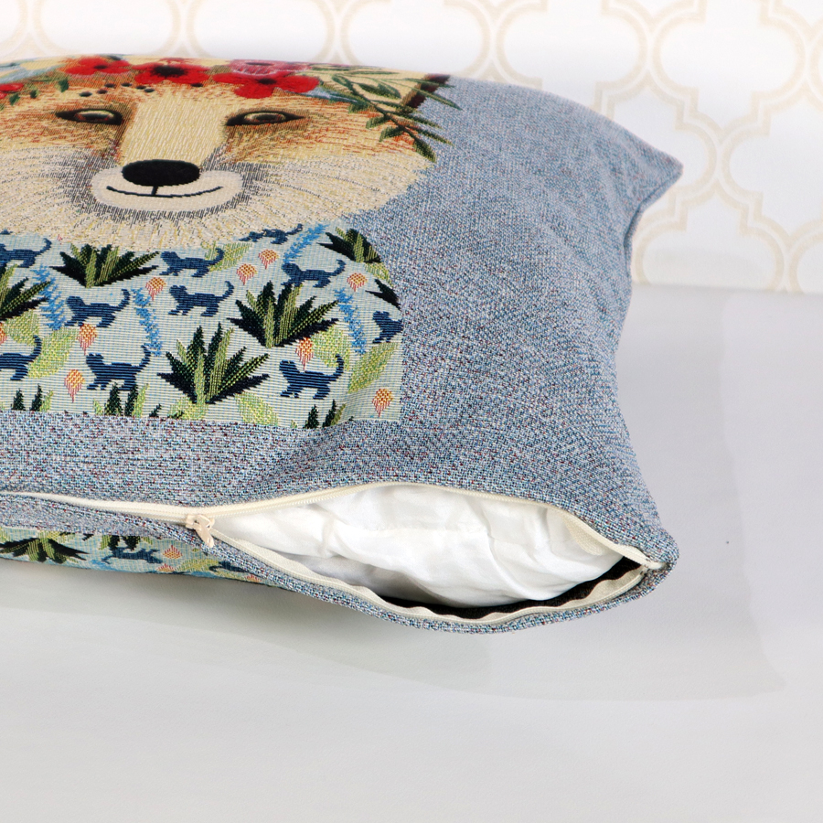 ポルトガルジャガード クッションカバー エリック 45×45キツネ