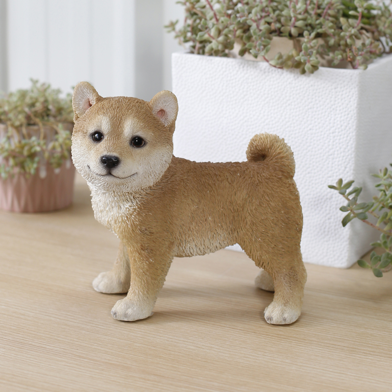 横向き柴犬 オブジェ置物 犬 フィギュア リアル インテリア雑貨 小物