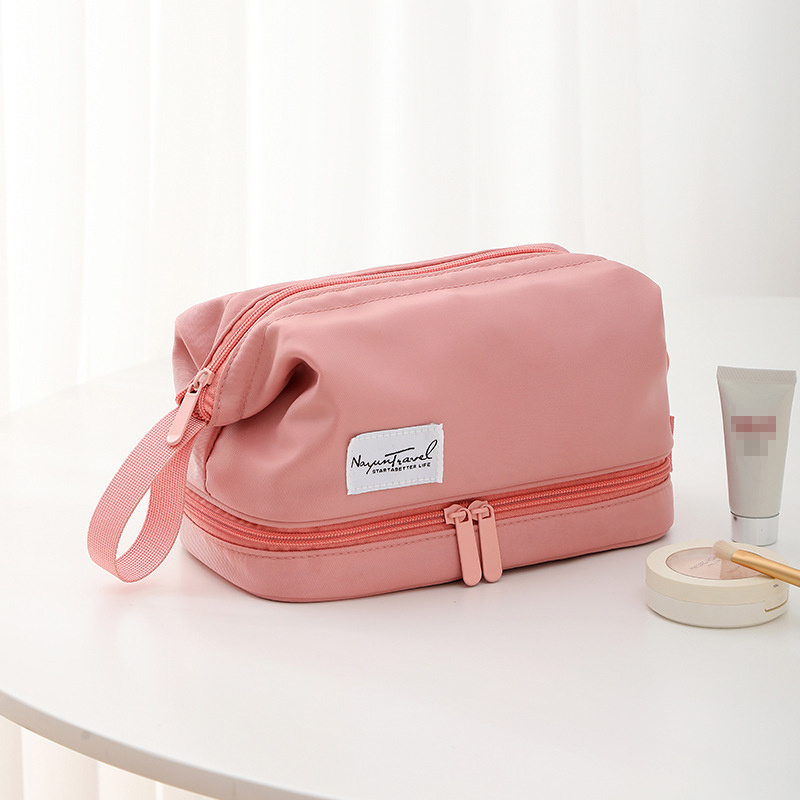 新商品 シンプル 2層 化粧品バッグ 大容量 ポータブル 女性 大収納バッグ ポータブル トイレタリーバッグ 2021年｜re-lim｜02