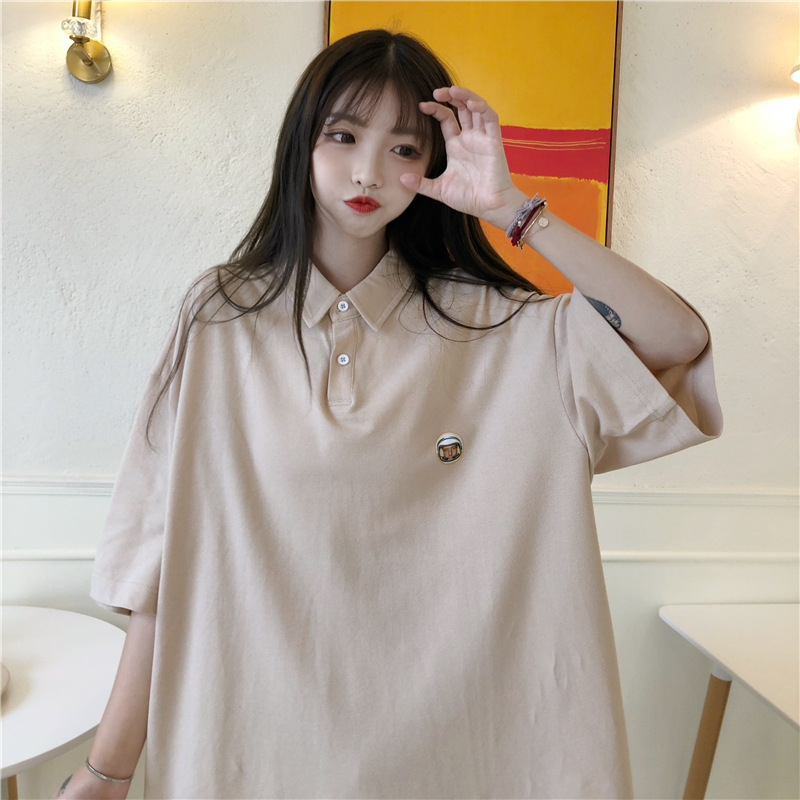 レディース 半袖 ポロシャツ 夏 新スタイル カレッジ風 フレッシュ ルーズ半袖プリント ラージサイズ レディースTシャツ