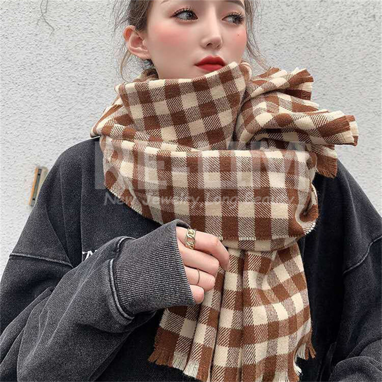 マフラー 格子 2021年 新商品 格子縞のスカーフ 女性 秋 冬 模倣カシミア 暖か 多目的 ショール｜re-lim｜04