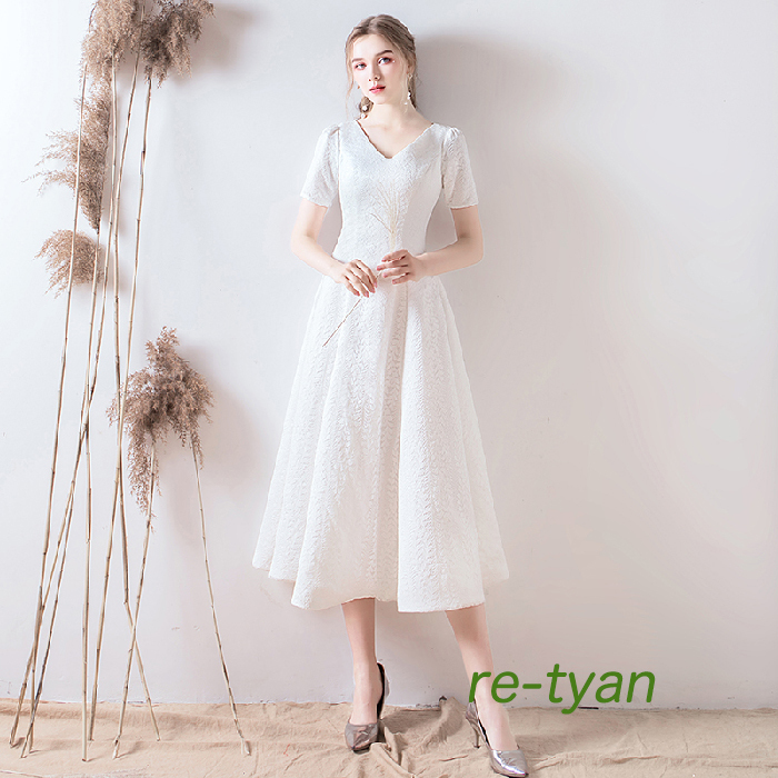 即納 ドレス 二次会 ミモレ丈 ミニドレス ウェディグドレス 花嫁 送料無料 Xxxl Xxl Xl L M S Xs Xxs コンサート お呼ばれ 披露宴 大きいサイズ 衣装 演奏会 Dress Wedding 白 海外挙式 カジュアル 白ワンピース ミニ 結婚式 パーティドレス