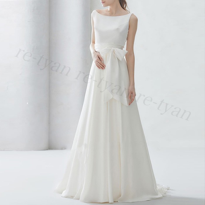 ウェディングドレス シンプル 軽系 ロングドレス レディース 白い 