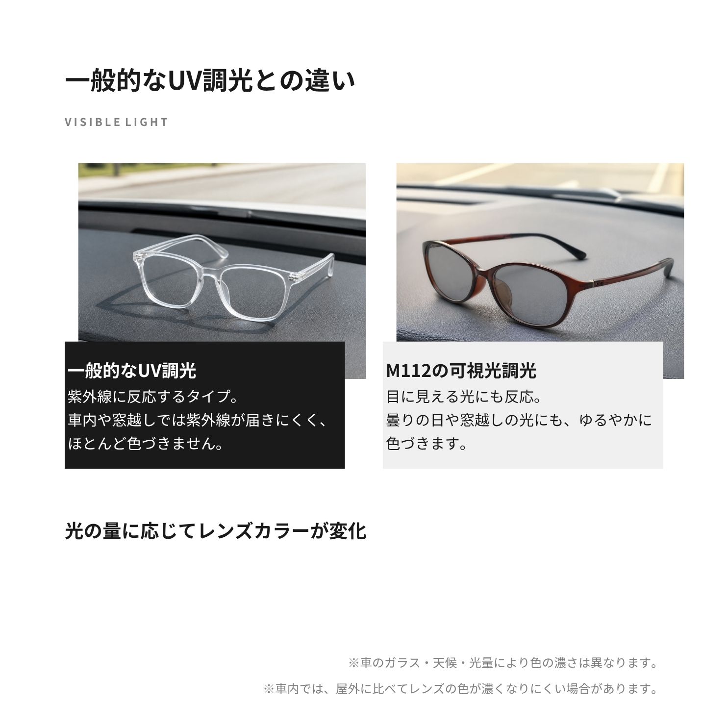 MIDI 可視光調光レンズ メガネ 度付き 調光 度入り 度あり 可視光調光