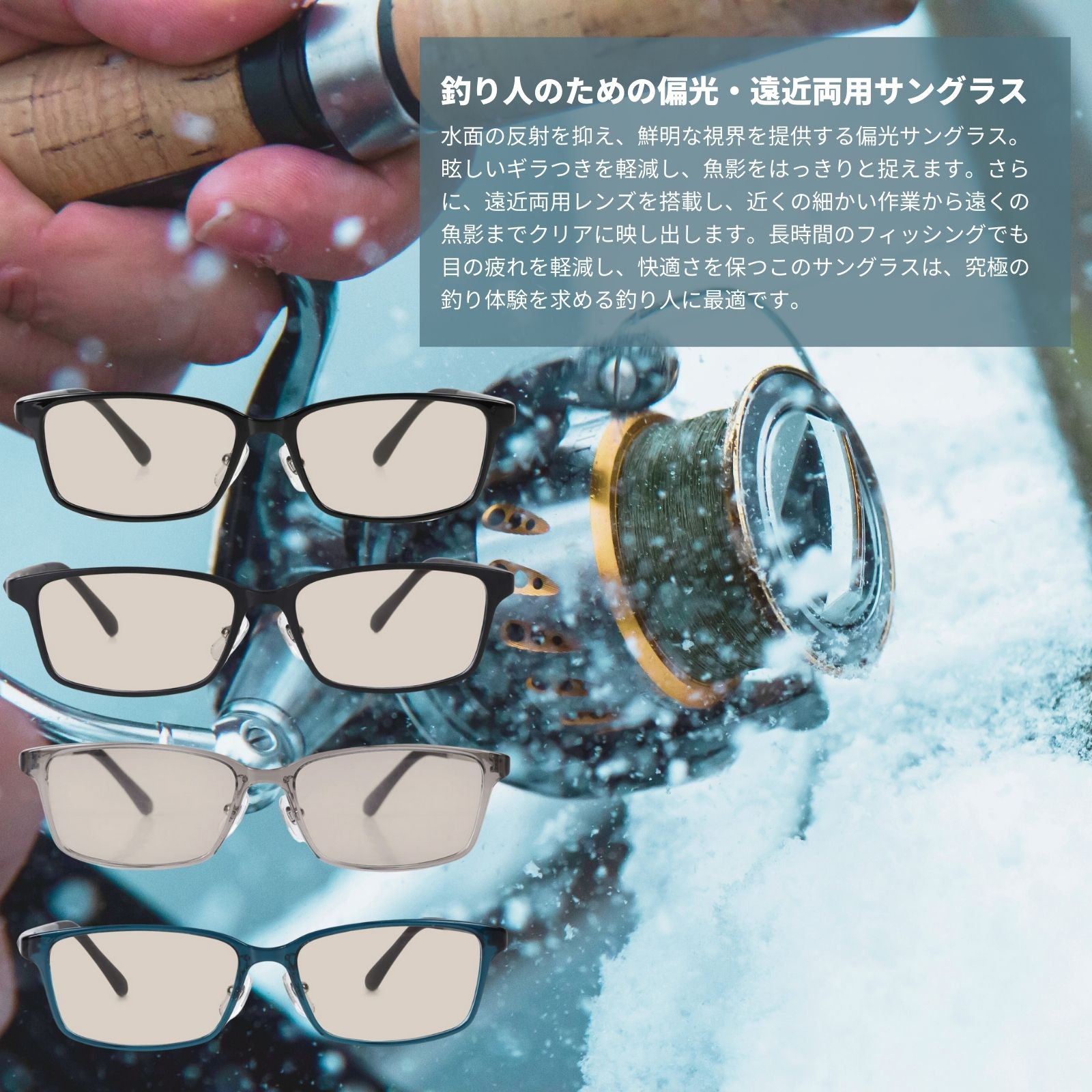 MIDI 老眼鏡付き偏光サングラス 釣り向け偏光サングラス(遠近両用