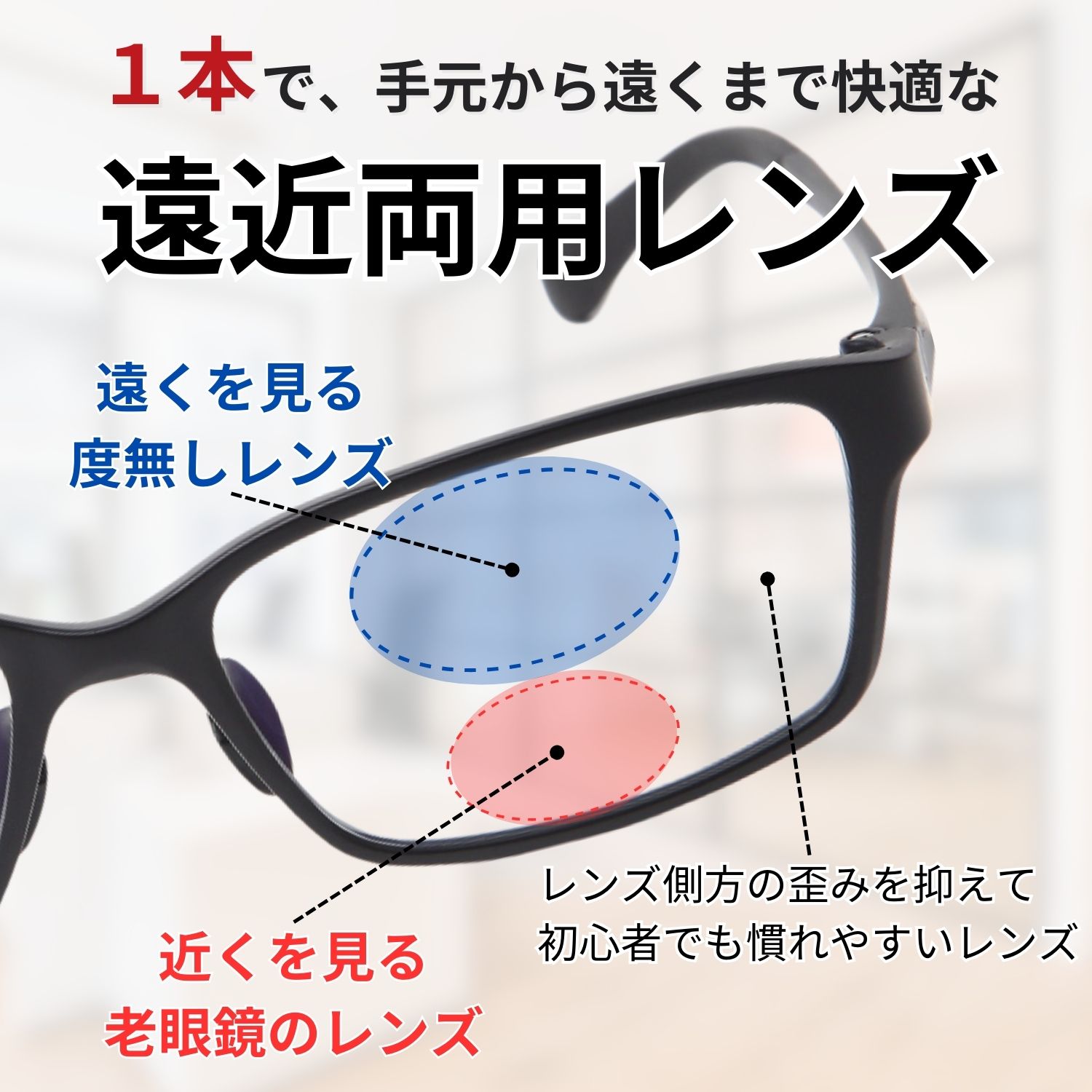 MIDI BLOOM 遠近両用メガネ 上部度なし下部老眼 メンズ こだわり