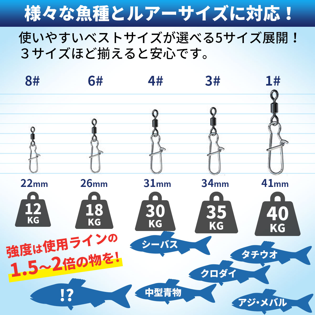 スナップ スイベル タコエギスナップ サルカン タコスナップ スナップスイベル スイベルスナップ スナップサルカン 釣り スナップ付きサルカン 釣具 ローリング 関連画像3
