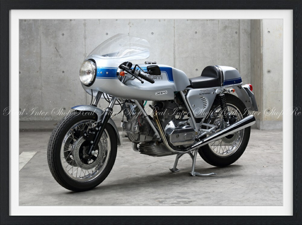 絵画風 壁紙ポスター (はがせるシール式) ドゥカティ 750SS DESMO 1975年 バイク 【額縁印刷】 キャラクロ  D7SS-001SGF2(594mm×442mm)＜日本製＞
