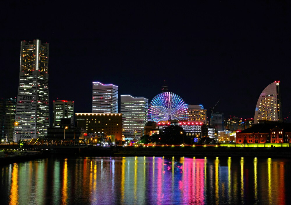 絵画風 壁紙ポスター (はがせるシール式) 横浜 みなとみらい 夜景 MM21