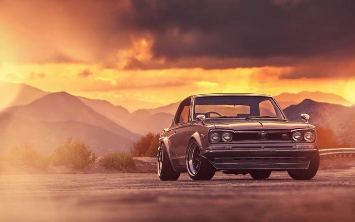 絵画風 壁紙ポスター (はがせるシール式) 日産 スカイライン 2000 GTX