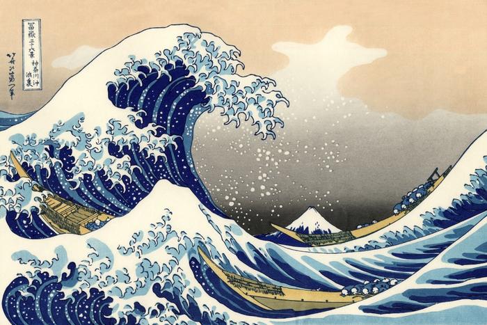 絵画風 壁紙ポスター (はがせるシール式) 富嶽三十六景 神奈川沖浪裏