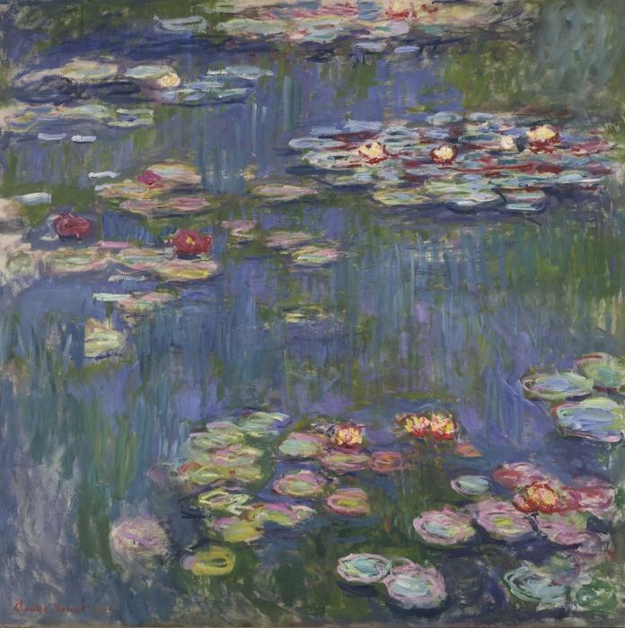 絵画風 壁紙ポスター【フルサイズ版】 クロード・モネ 睡蓮 1916年 Water Lilies 国立西洋美術館 キャラクロ  K-MON-015S1(594mm×597mm)＜日本製＞