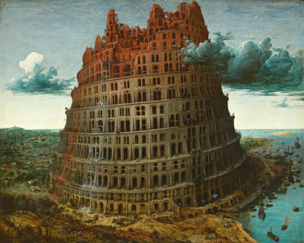 バベルの塔デザインタペストリー 絵画風 壁紙ポスター【フルサイズ版】 バベルの塔 ピーテル