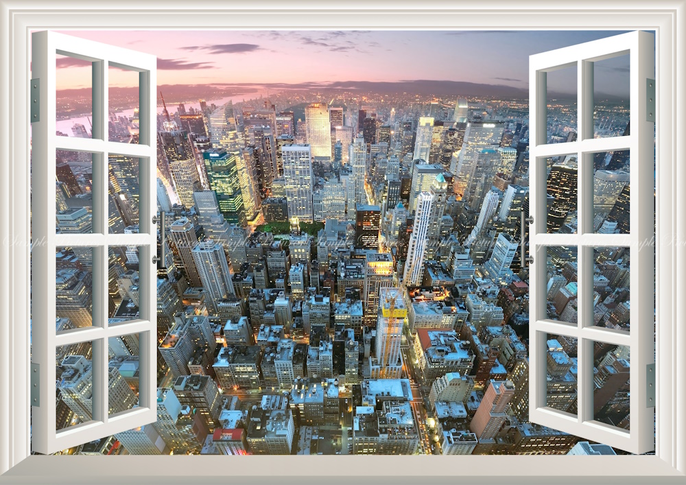 絵画風 壁紙ポスター (はがせるシール式) ニューヨークの夜景