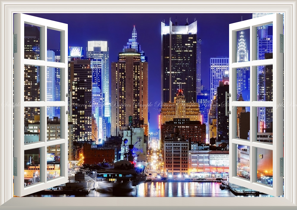 絵画風 壁紙ポスター (はがせるシール式) タイムズスクエアの夜景