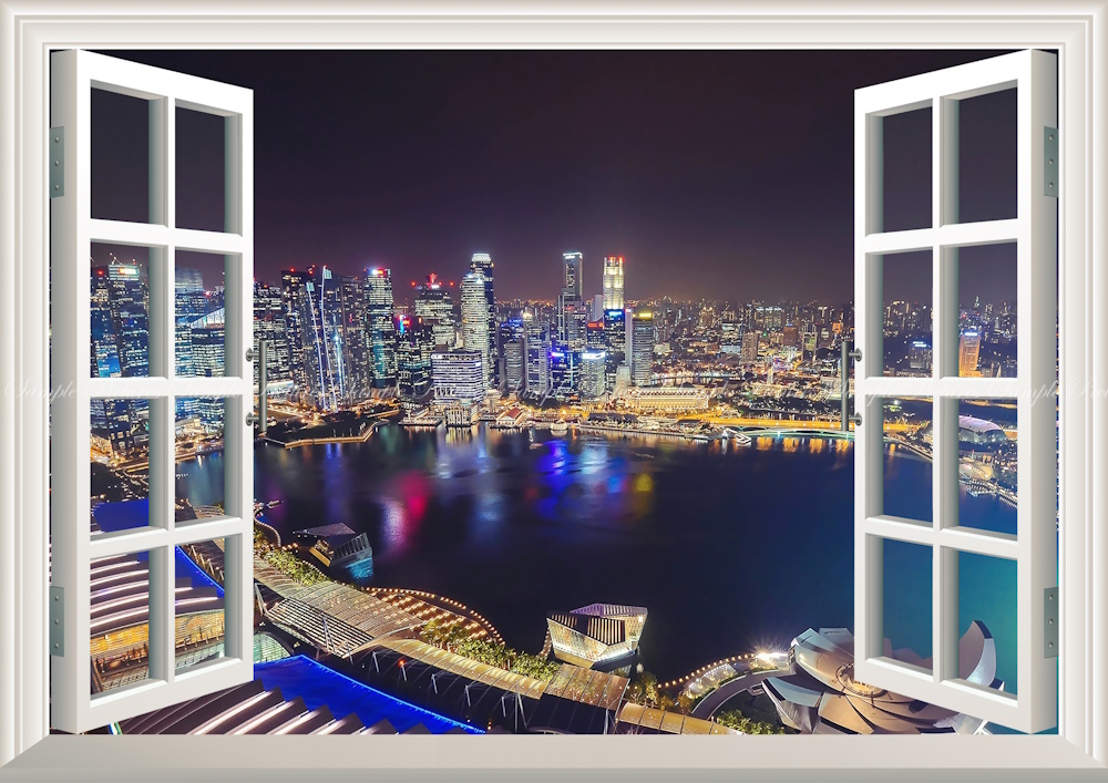 絵画風 壁紙ポスター (はがせるシール式) シンガポール マリーナ・ベイ