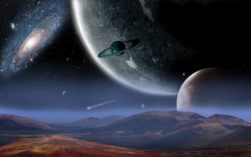 絵画風 壁紙ポスター (はがせるシール式) 宇宙空間 銀河 惑星 彗星