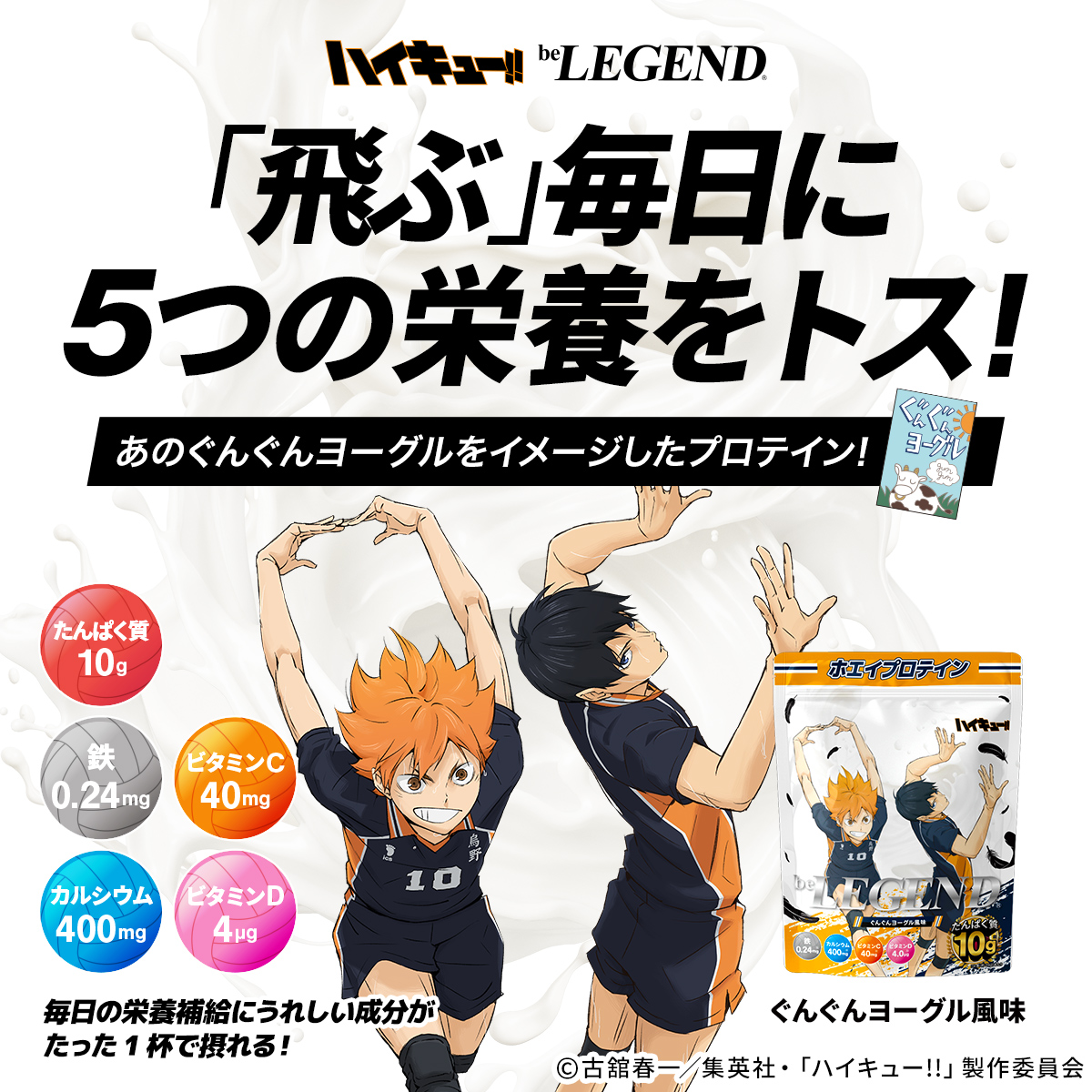 LINE新規登録で最大1000円オフ ビーレジェンド WPC プロテイン ハイキュー!! ぐんぐんヨーグル風味 300g 関連画像2