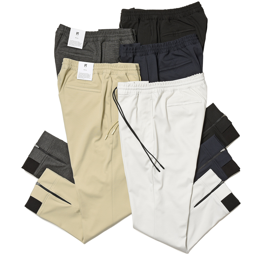 PT TORINO ピーティー トリノ ring別注 Active テックジャージー ストレッチ 裾リブジップ ノープリーツ パンツ EPSILON RIB ZIP