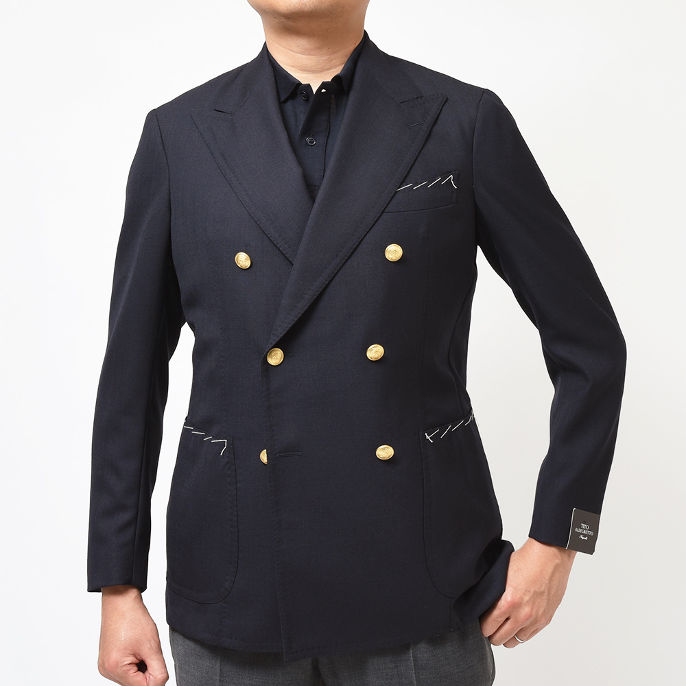 TITO ALLEGRETTO ティト アレグレット ヴァージンウール ホップサック ゴールドメタルボタン ダブル6Bジャケット｜realclothing｜03