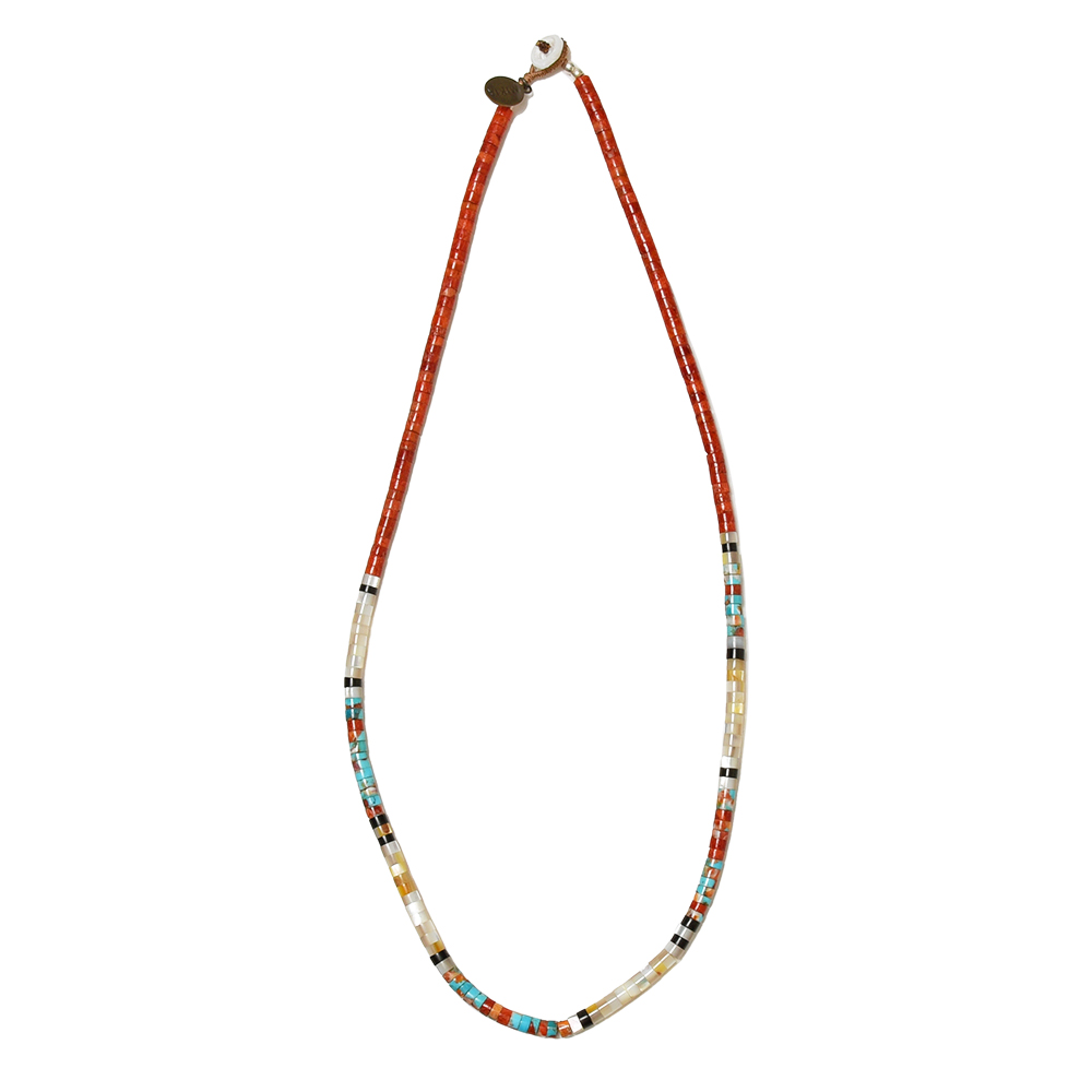 MIKIA ミキア コーラル マザーオブパール ジェット ターコイズ ビーズ ネックレス heishi beads necklace/coral m.o.p.
