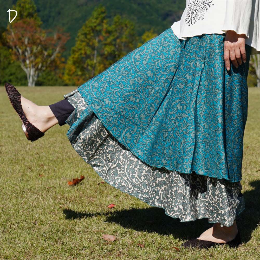 エスニック 2Way ラップスカート マキシ丈 インド生地 6pattern
