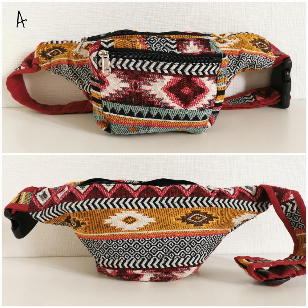 エスニック ゲリコットン ウエストポーチ 5デザイン カラフル
