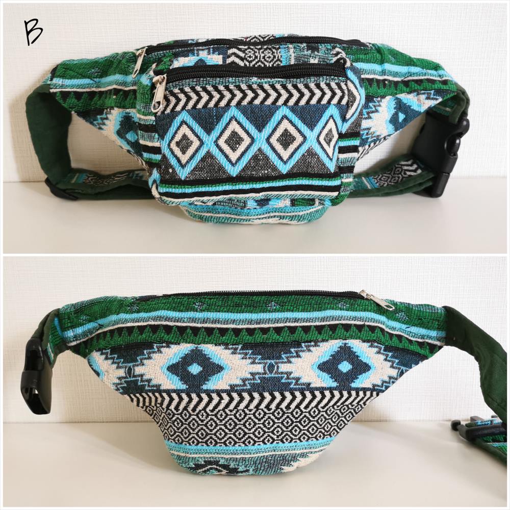 エスニック ゲリコットン ウエストポーチ 5デザイン カラフル