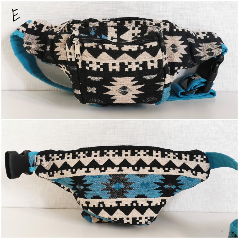 エスニック ゲリコットン ウエストポーチ 5デザイン カラフル