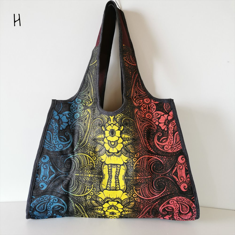 エスニック キャンバス トートバック 6Pattern ユニセックス 帆布