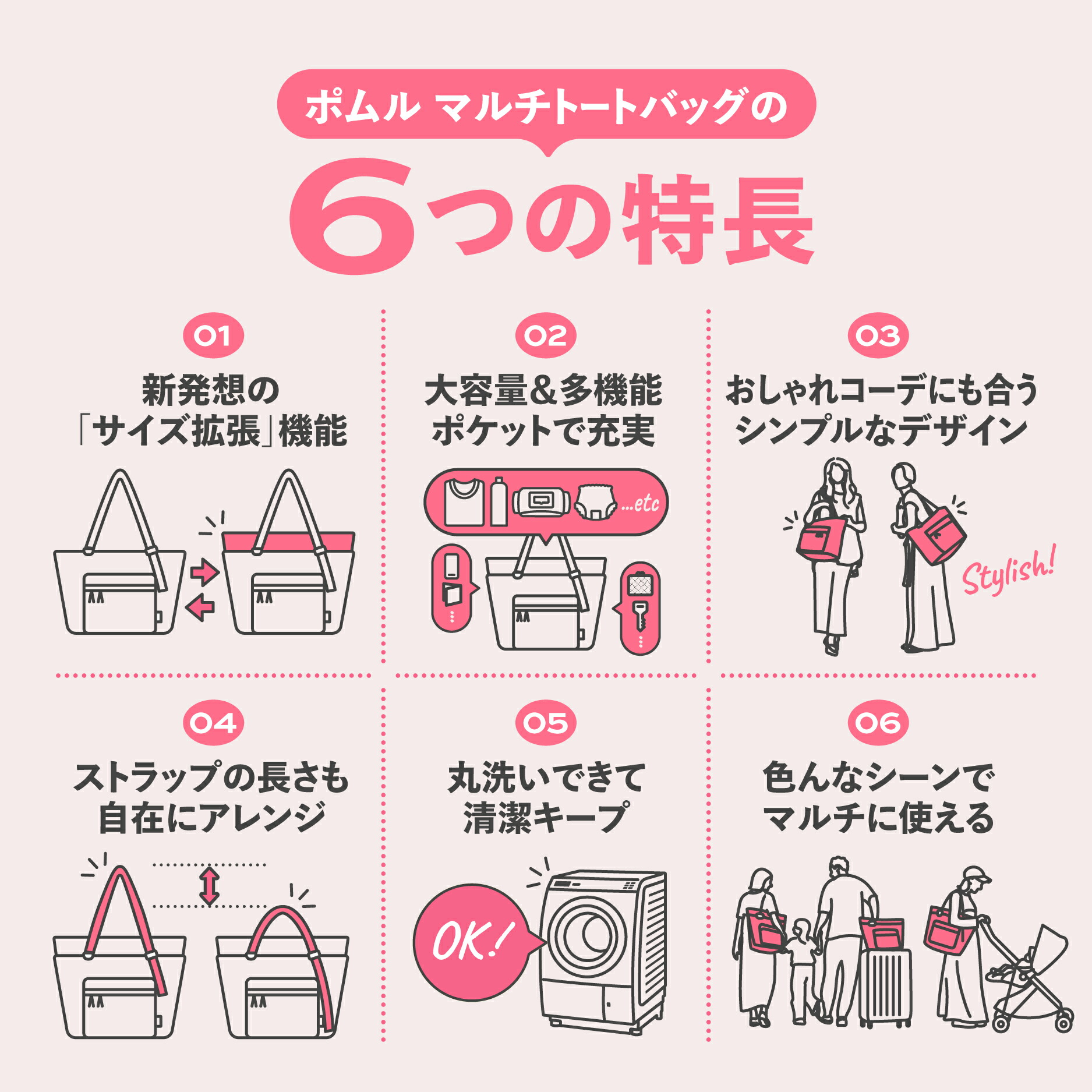 ★新商品★【公式】POMULU ポムル マルチトートバッグ マザーズバッグ ペアレンツバッグ ママバッグ 旅行 バッグ 赤ちゃん トート トートバッグ 子育てバッグの画像