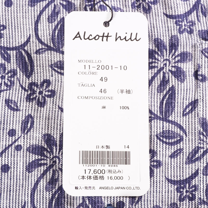 セール 30%OFF ALCOTT HILL アルコットヒル 半袖 カジュアルシャツ