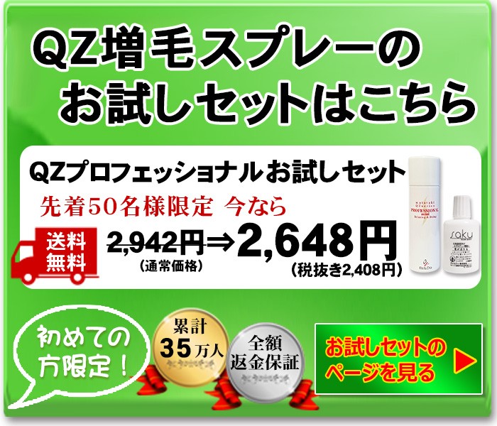 超耐水増毛スプレー「QZ増毛スプレーお試しセットP」 薄毛隠し 育毛剤や発毛剤と併用可 頭頂部 円形脱毛症 隠す 人気 男性用 女性用 増毛剤 生え際  白髪隠し