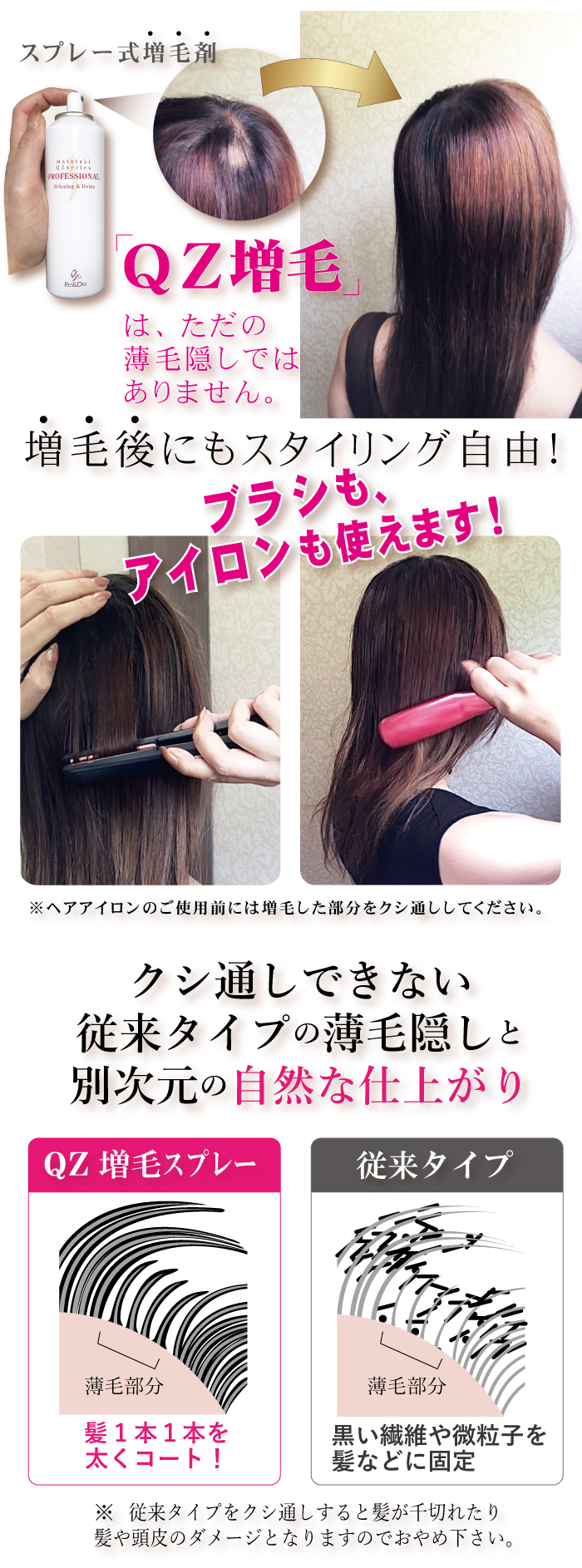 超耐水増毛スプレー「QZお試しセットP」薄毛隠し 円形脱毛症 増毛