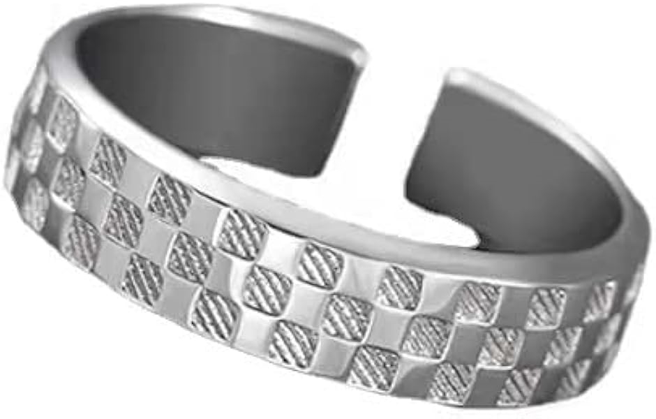 Yahoo! Yahoo!ショッピング(ヤフー ショッピング)リング メンズ 指輪 シンプル チェック柄 お洒落 調整可能 開口型 15-20号 かっこいい 人気 アクセサリー （シルバー）