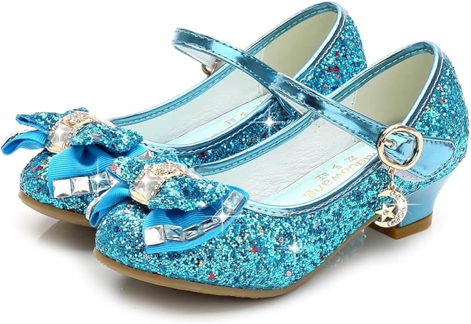 ドレスシューズ キッズ 女の子 フォーマル 靴 子供 プリンセス 発表会 誕生日 パーティー コスチューム(ブルー, 17.0 cm)