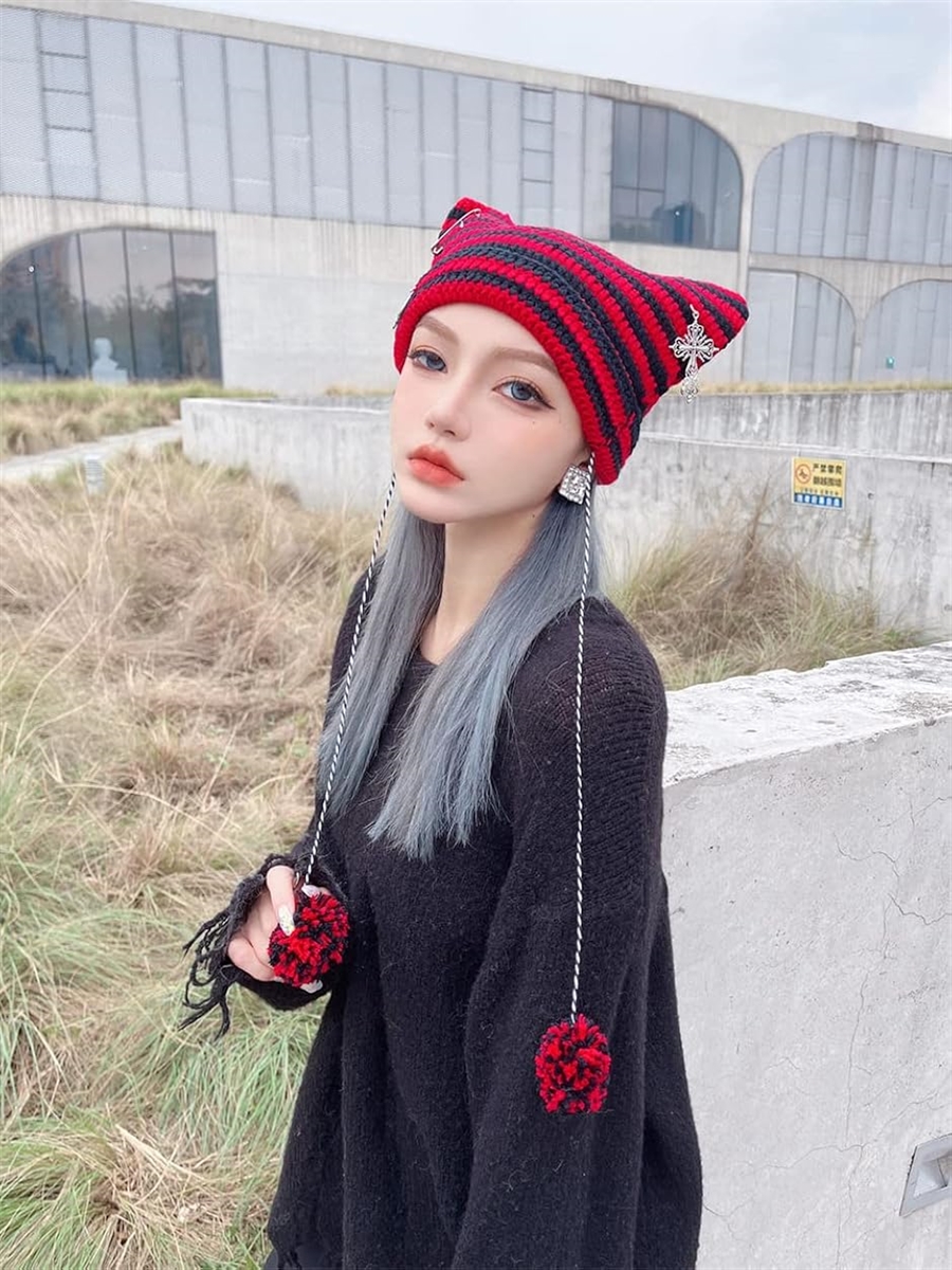 Bg3 猫耳ニット帽 帽子 サブカル系 y2k 地雷系ファッション