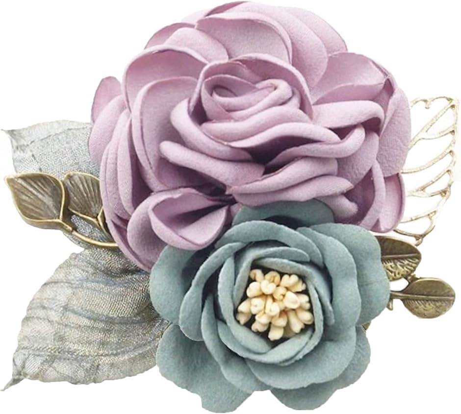 コサージュ 入学式 卒業式 卒園式 フォーマル スーツ ブローチ 結婚式 上品 ピン クリップ 2way(薄紫＆ニュアンスブルー)