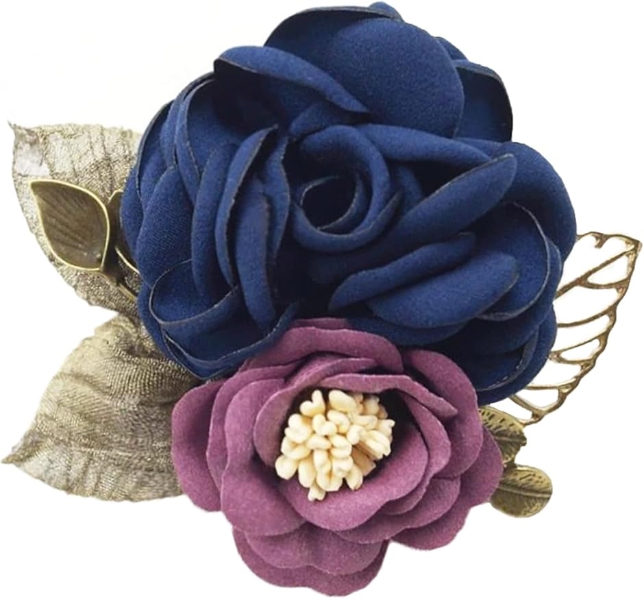 コサージュ 入学式 卒業式 卒園式 フォーマル スーツ ブローチ 結婚式 上品 ピン クリップ 2way(濃紺＆バイオレット)