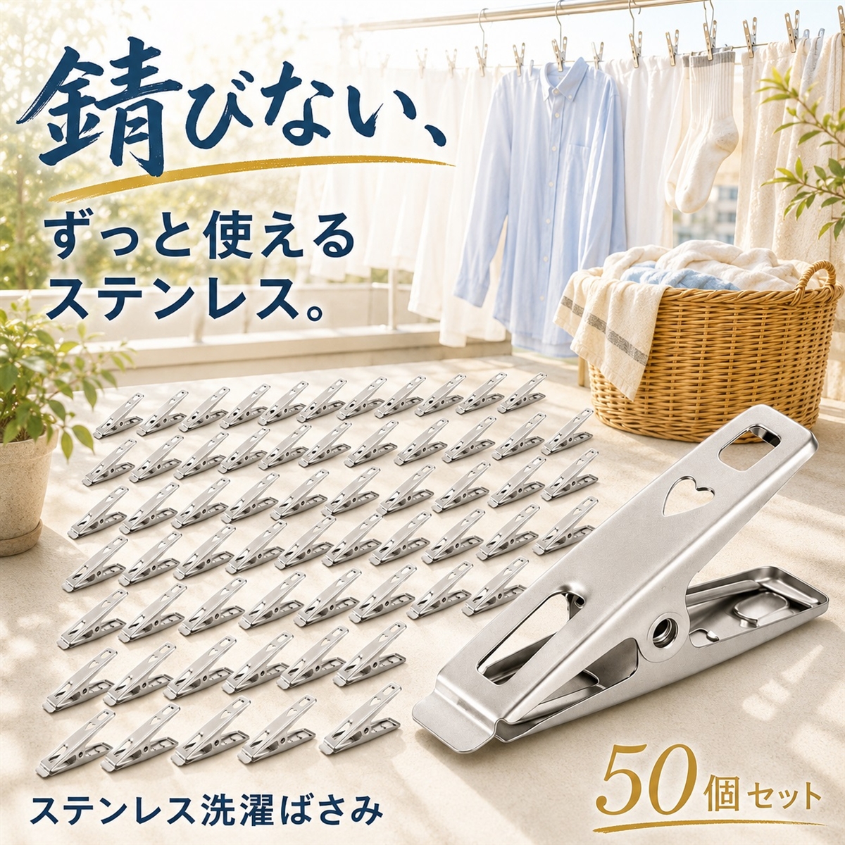 洗濯ばさみ ステンレス 小型 クリップ ピンチ ミニ 小さ目 多用途 50個