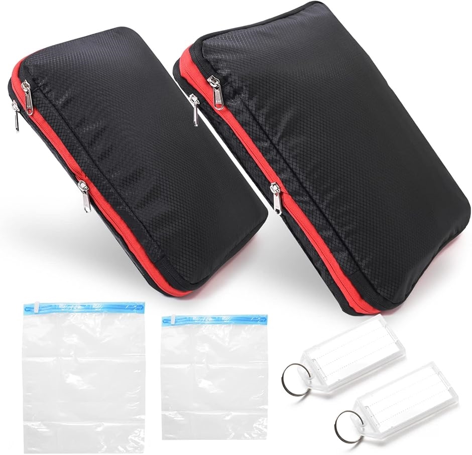 旅行用圧縮袋 圧縮バック 衣類 旅行用ポーチ トラベルポーチS＆M ネームプレート 圧縮袋セット