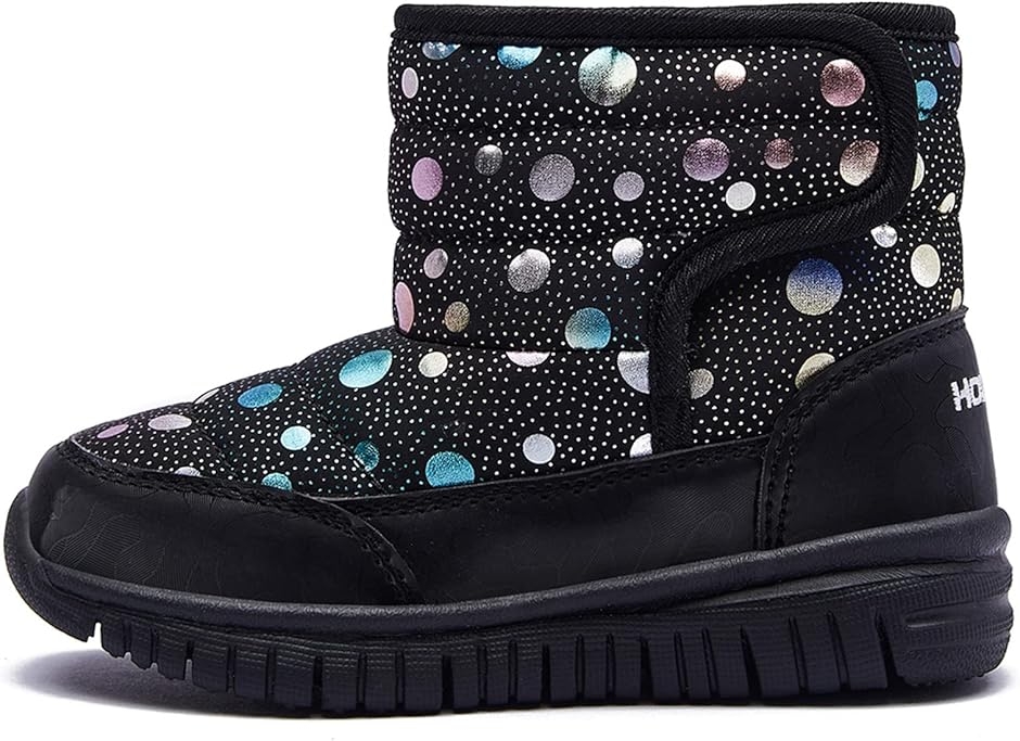 スノーブーツ キッズ ウインターブーツ ベビー 女の子 男の子 スノーシューズ 子供 冬用 MDM (02ブラック,  15.5 cm 2.5E)