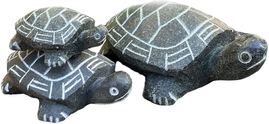 置物 カメ 亀 石 庭 ガーデニング 手彫り 縁起物 雑貨 小型 ギフト 御